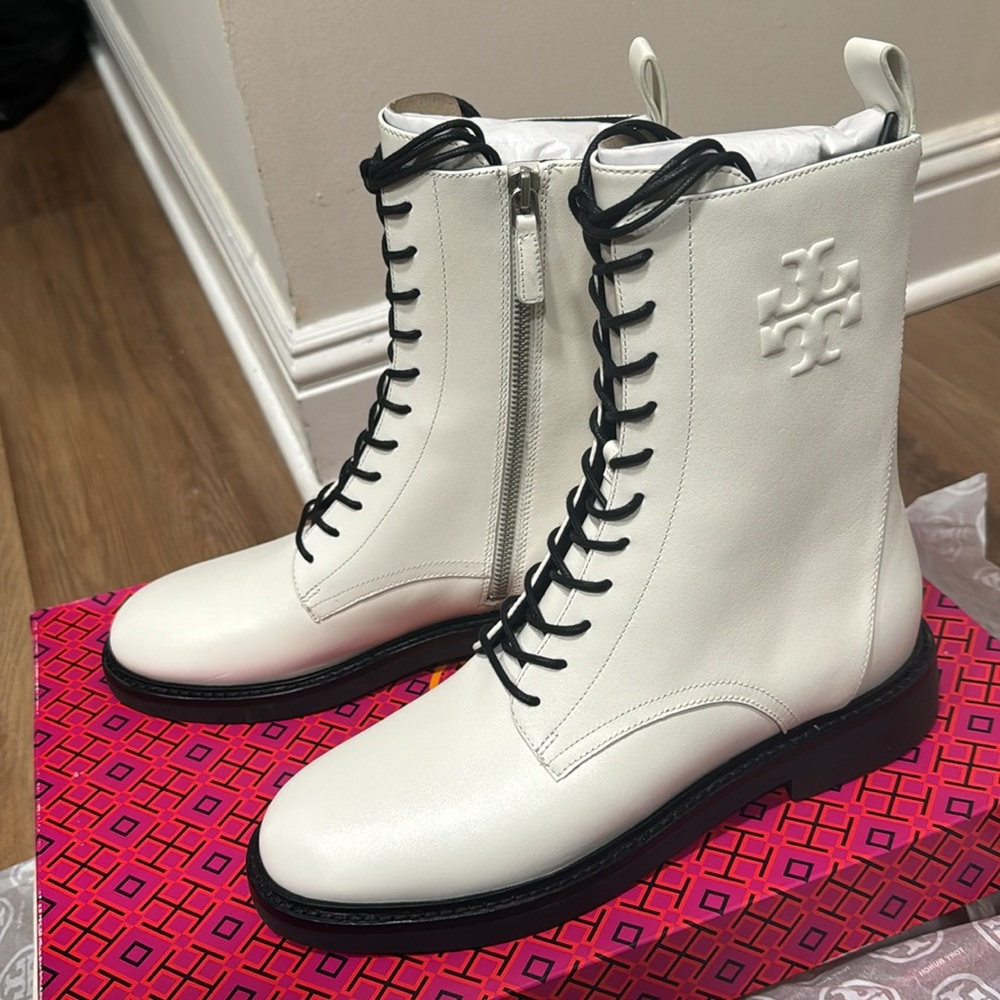 Tory Burch Logo Combat Boot